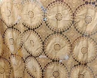 Antique hand crochet bedspread tablecloth