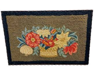 Vintage Folk Art hand hooked wool wall hanging/not rug in a wonderful handmade Cottage frame!
24.5 tall x 36.5