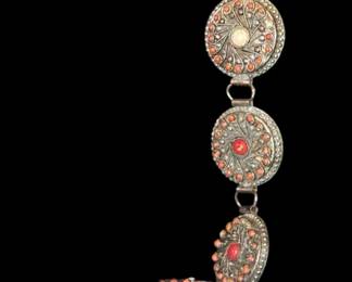 Silver and coral belt