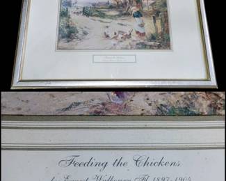 Feeding the chickens framed print