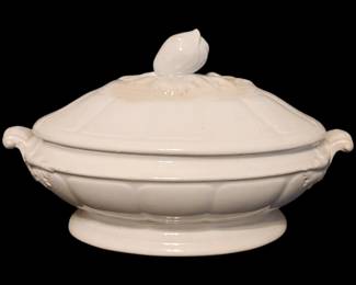 Antique Anthony Shaw Stone China Veggie Serving Dish with Lid. Made by Anthony Shaw's Mersey Pottery, Newport Lane, Burslem, in Stoke- On- Trent in Staffordshire, England. Circa 1851 -1890.