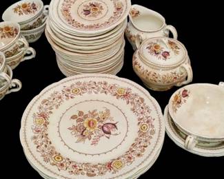 Antique Brown floral Transferware