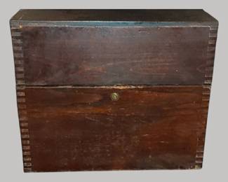 Antique dove-tailed mahogany tea caddy