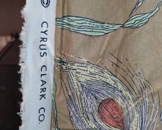 allegro" cyrus clark co. inc. a screeenprint bolt of fabric peacock feather - Fine vintage fabric still on the bolt large amount suitable for Upholstery and other decorating