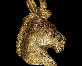 Vintage Signed J.Ritter Gold Tone Donkey Head Brooch Pin