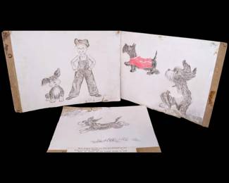 Original vintage drawings for Mutt the dog book