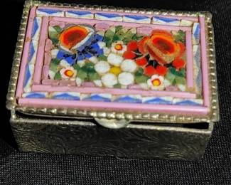 Italian mosaic Sterling pill box