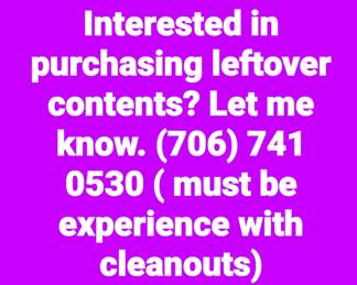 Must have prior experience with estate clean outs. We're also interested in people purchasing the clothing and the jewelry separately if need be. All of this can be discussed after 75% sale is over...or close over.
