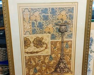 J. Milesi lithograph print very large framed