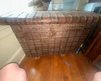A stunning antique 19th century Indian hardwood travel box. Hand Carved and beautifully crafted, this box is a perfect example of Fine craftsmanship of the 19th Century in India.
Unearthed from upstairs full of antique quilts
Dates Pre 1890