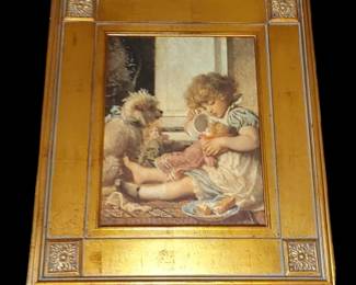 Vintage Karl Carl Wilhelm Bauerle "Say Please" Nursery Life Canvas Print Painting
Dog & Little girl