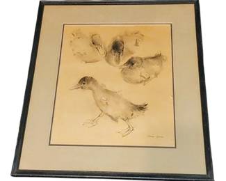 Rare Klaus Meyer Gasters Baby Ducks Framed Signed Lithograph