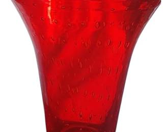 Murano glass red Venetian bubble glass vase