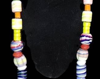 Vintage glass bead necklace art glass Muarno Venetian
