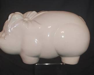 Large vintage piggy bank Pig with bow