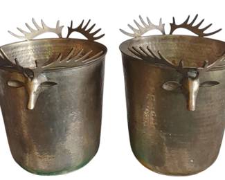 Pair of hand hammered Brass champagne buckets