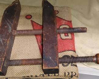 Wonderful old clamp all wooden Marked 810