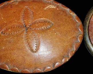 Vintage 1960's hand tooled leather sand dollar belt buckle