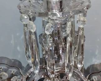 Gorgeous pair of three light candelabra in the Old Williamsburg design by Heisey. This candelabra's consists of 44 individual pieces