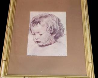 Vintage Peter Rubens of Son Nicolaas in a Coral Necklace - Vintage professional framing