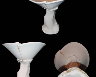Handmade Art Deco era pottery goblet signed Van