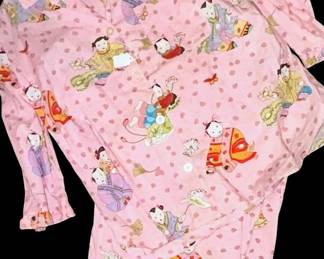 Perfect set of rare neck and Nora Oriental print silk pajamas
