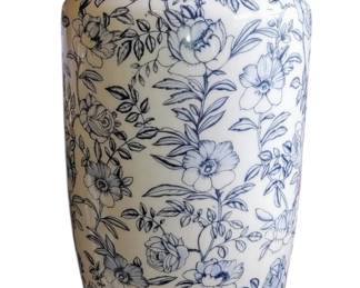 Light Blue White vase Flower Porcelain Vintage Chinoiserie Floral
16" tall