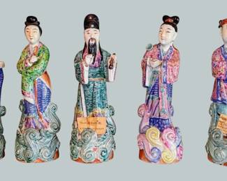 Antique Chinese Hand Painted Famille Rose Porcelain Figurine hands move