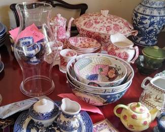Transferware Staffordshire Oriental blue and white and more