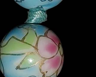 Beautiful blue and pink floral cloisonne hand knotted necklace with gold filled floral clasp