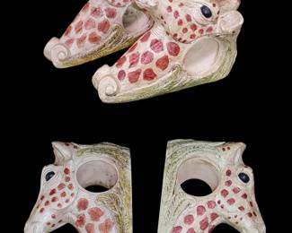 Set of 2 Giraffe Drapery Brackets Rod Holders by Telle M. Stein 2001 Stone Bunny.