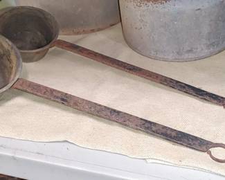 Galvanized ladles with cast iron Hand Forged handles