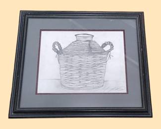Artist signed still life basket sketch