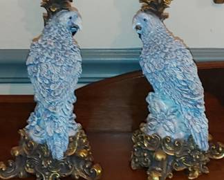 Call on the motor you know but beautiful pair of blue Parrot candle holders