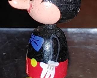 Vintage Disney Japan Kokeshi Mickey Mouse 1970s Ornament Rare & HTF Wood Hand