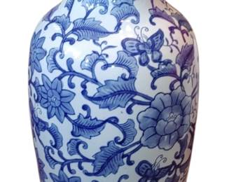 2ft tall Oriental blue and white floor vase