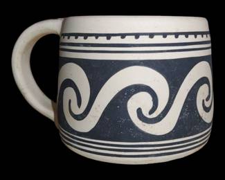 Navajo Pottery Cup Hand Thrown, Sculpted & Painted, Signed
W w Claypool 1995
A stone's throw Mancos company