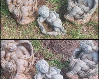 Vintage concrete garden angels