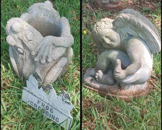 Concrete frog planter vintage Concrete Angel