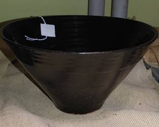 Unusual black Pottery Bowl signed by the artist