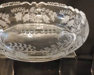 Tiffin Rambling Rose Nut Bowl, Made in USA, Circa 1948-1966