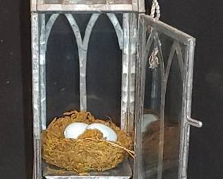 Vintage glass and Metal Conservatory with fox blue robin's eggs