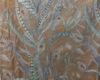 allegro" cyrus clark co. inc. a screeenprint bolt of fabric peacock feather - Fine vintage fabric still on the bolt large amount suitable for Upholstery and other decorating