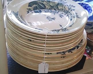 Antique French Ironstone blue and white “creuse” or soup plates in a highly sought after floral motif, blue transfer ware
#16 those eight are slightly larger than the other eight.
Very hard to find as sought after