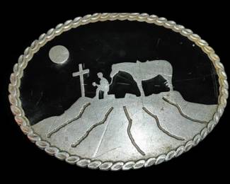 Vintage Western Grace Pewter Belt Buckle Cowboy Horse Cross
Featuring featuring Bible verse James 5:16 The power of a righteous man is powerful and effective