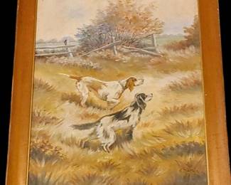 English Setters/pointer fogs/Hunting Dogs
Oil on canvas
Signed A. Martin