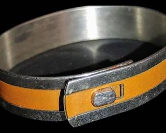 Mid-century modern Avon spun stainless steel bracelet