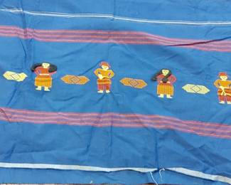 vintage Mexican materials people embroidery blue