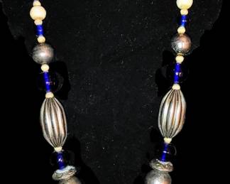 Vintage cobalt silver tribal necklace