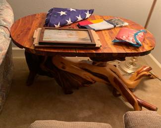 Sculptural wood coffee table